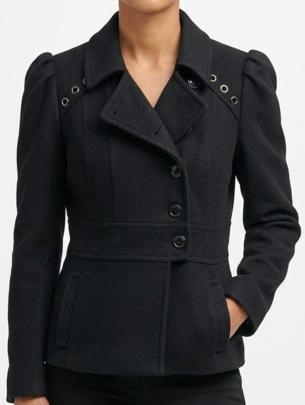 Anthropologie Leifsdottir Wool Angora Tailored Military Jacket Coat 12